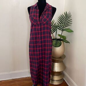 Forever 21 Red & Blue Long Plaid Dress